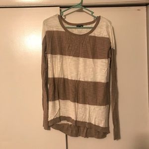 Express Large Lightweight Tan and White Sweater